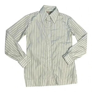 Vintage Evan-Picone Striped Button-Down Shirt‎ Sz 10, Blue & White Office Blouse